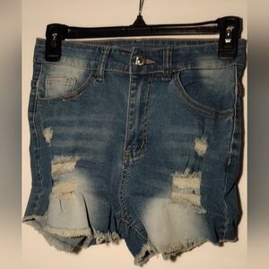 Denim Blue Distressed Women's Shorts